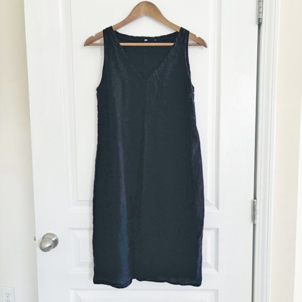Jarbo Black Linen Lagenlook Sleeveless Shift Dress Sz 0 Small